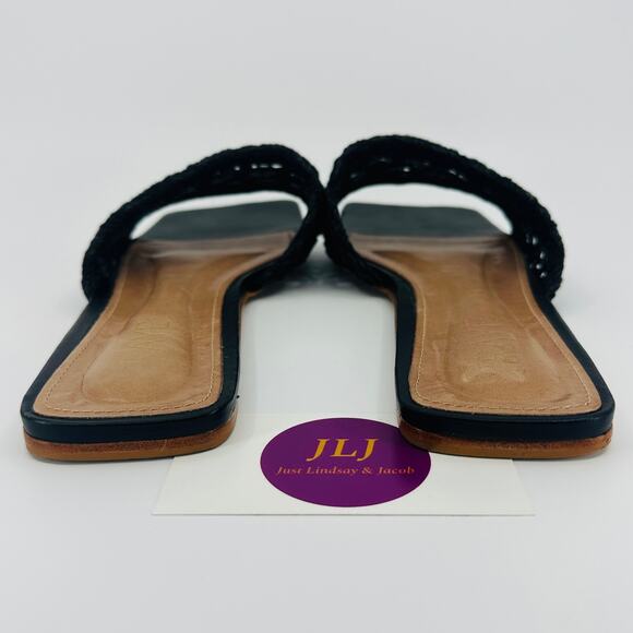 Raye Revolve Women's Tiki Black Woven Flat Slip On Slide Sandals Size 9.5 - Picture 8 of 13